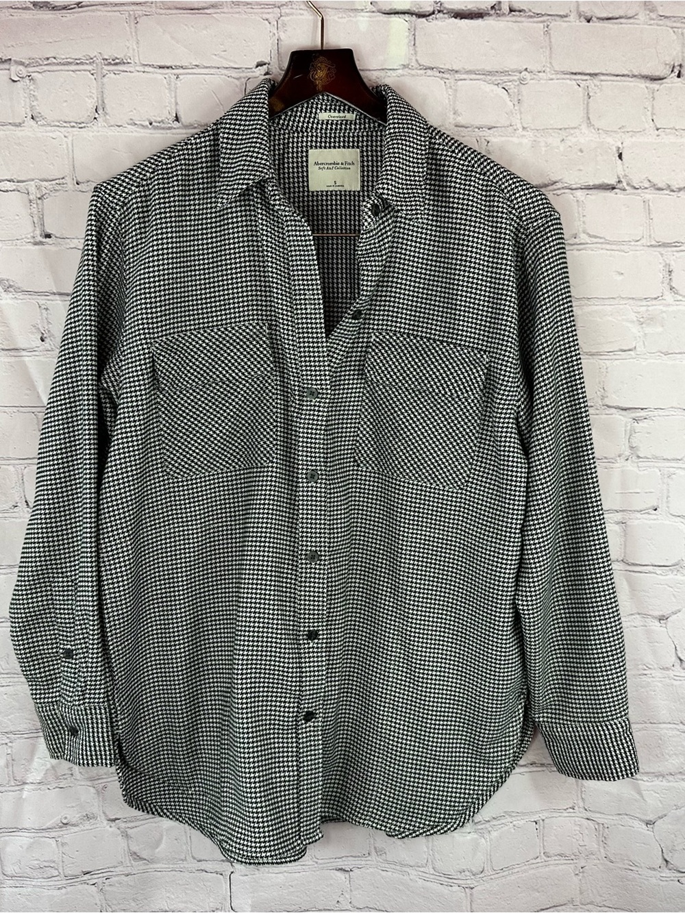 Abercrombie & Fitch Check houndstooth oversized shacket Shirt women S